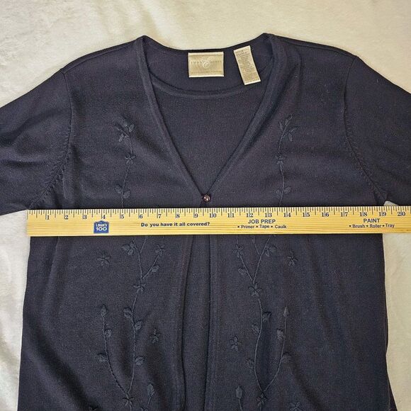 Vintage Emma James Short Sleeved Embroidered Black Sweater Size M - Picture 9 of 12